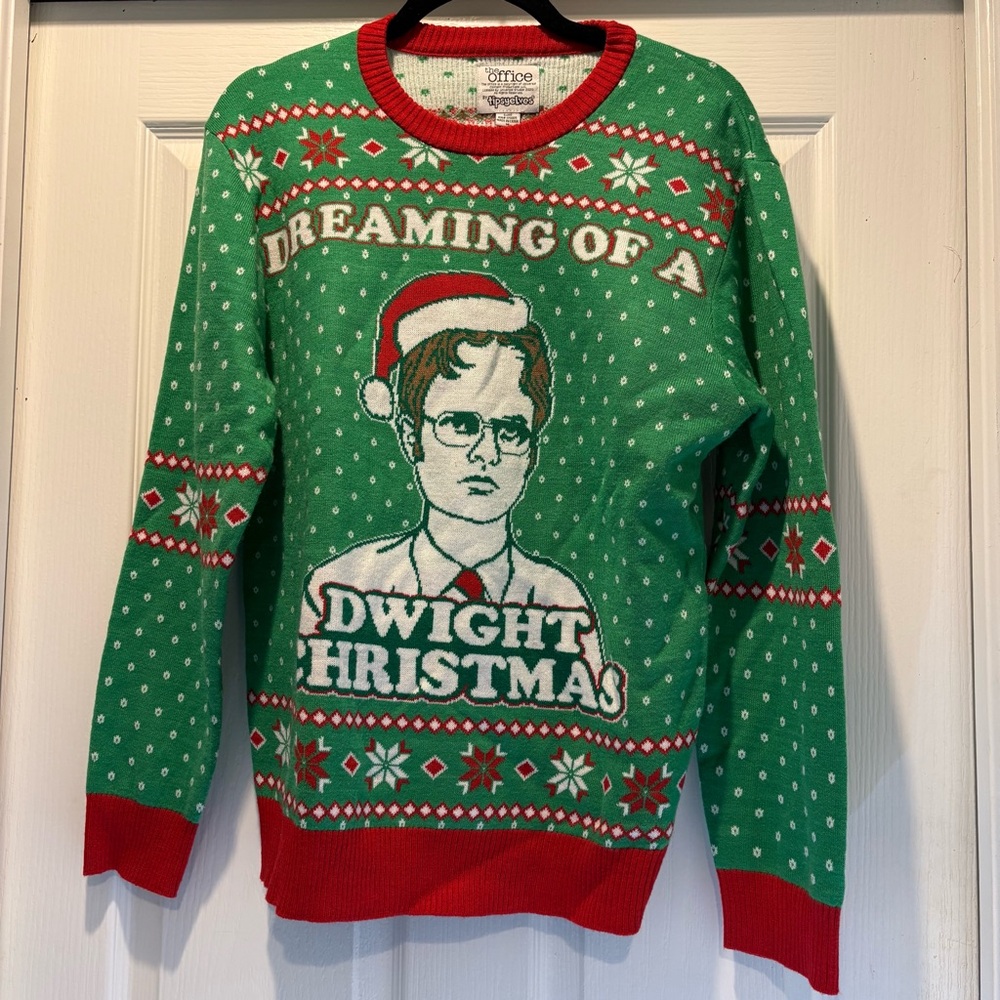 Tipsy Elves green Dwight the Office ugly  Christmas Sweater festive men’s size M